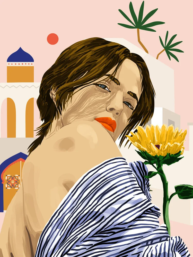 I Travel, I Become  Morocco Architecture Illustration - fotokunst von Uma Gokhale