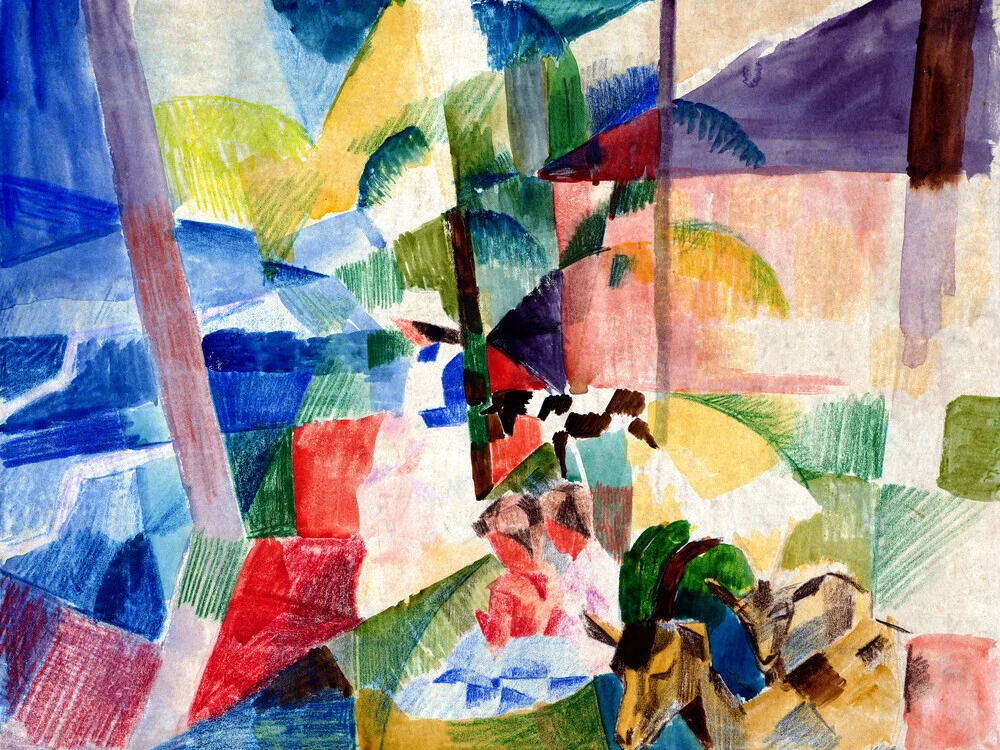 August Macke's Landscape with children and goats - Fineart photography by Art Classics