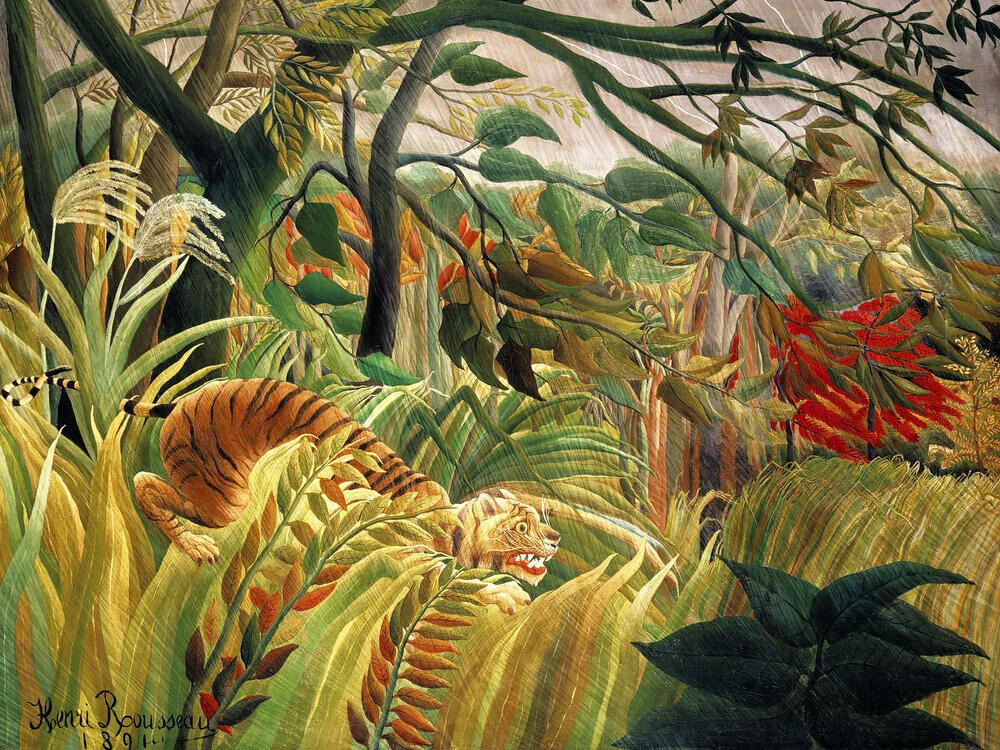 Henri Rousseau: Tiger in einem tropischen Sturm - fotokunst von Art Classics