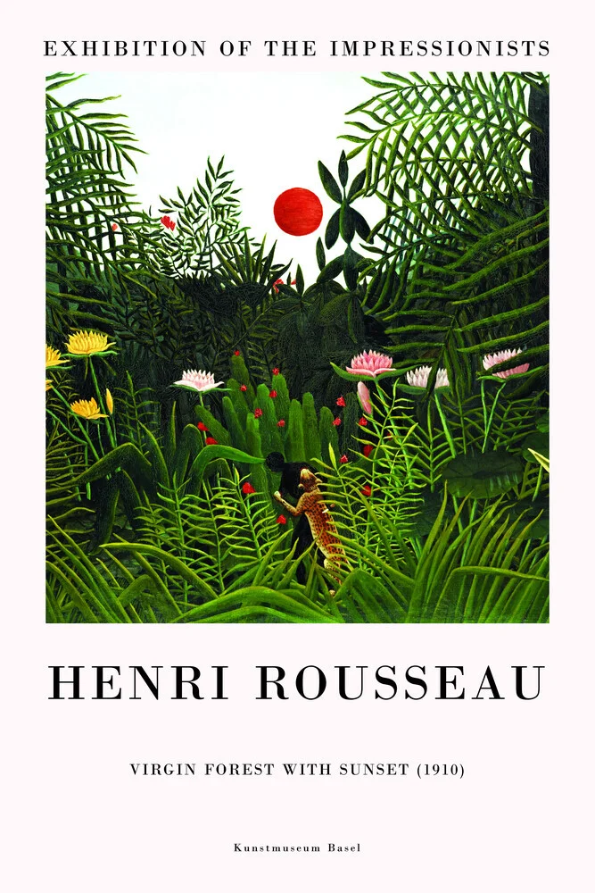 Henri Rousseau: Virgin Forest with Sunset - exhibition poster - Fineart photography by Art Classics