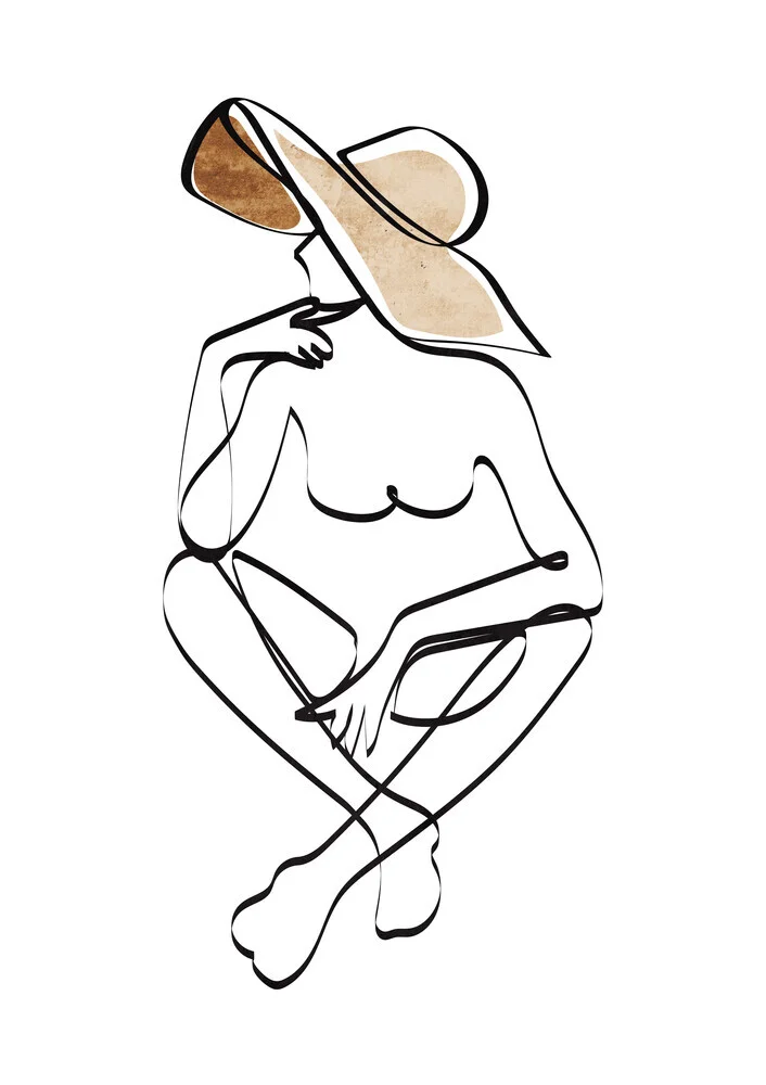 Nude Female Line Art - fotokunst von Nikki Thaitanom