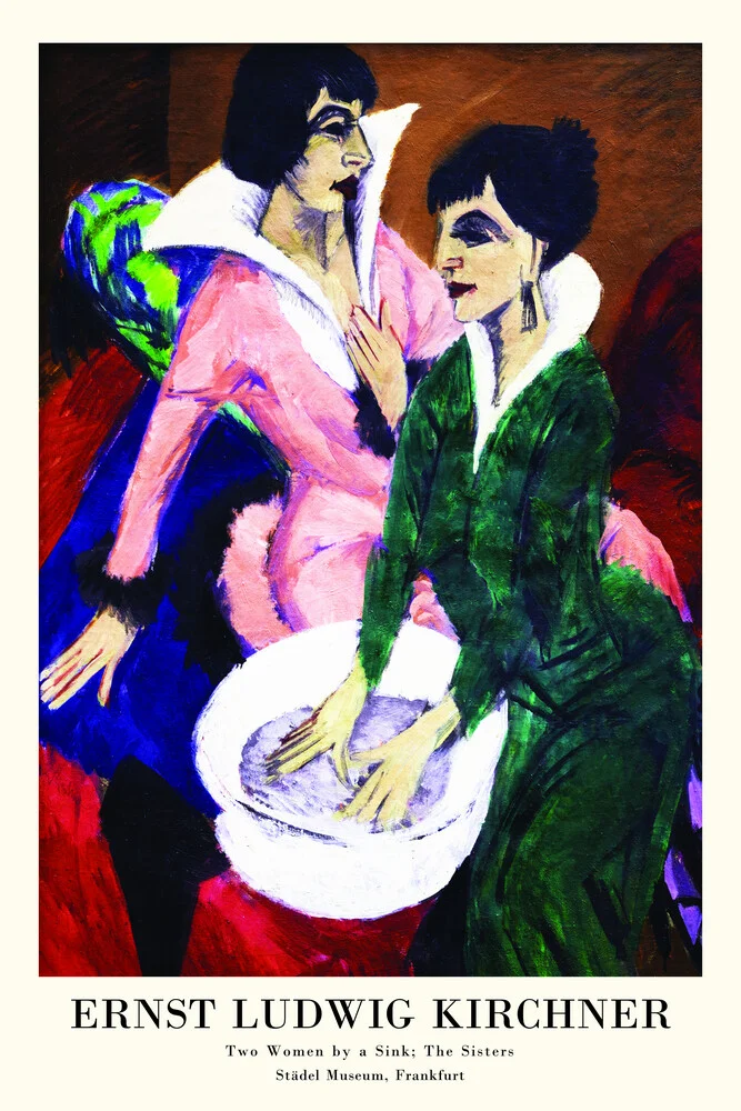 Ernst Ludwig Kirchner: Two Women by a Sink; The Sisters - Fineart photography by Art Classics