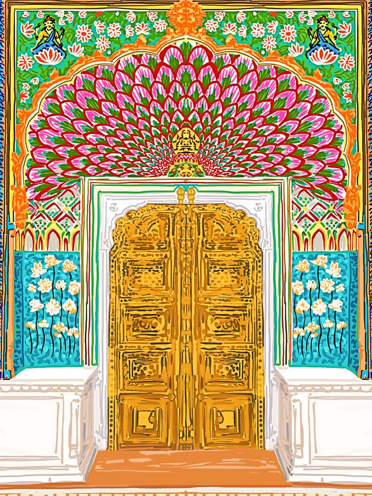 Jaipur Palace Front Entrance Door - Fineart photography by Uma Gokhale