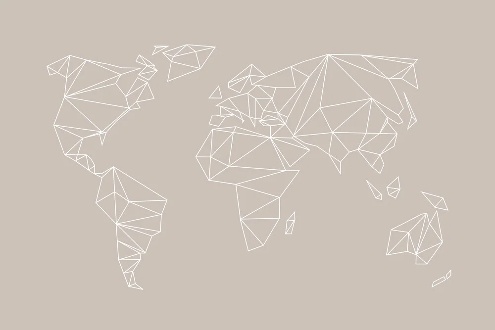 geometrical WORLD map - beige greige creme - fotokunst von Studio Na.hili