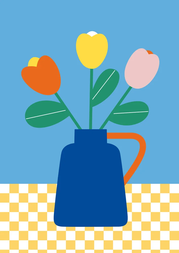 Blaue Vase mit Tulpen - fotokunst von Susann Stefanizen