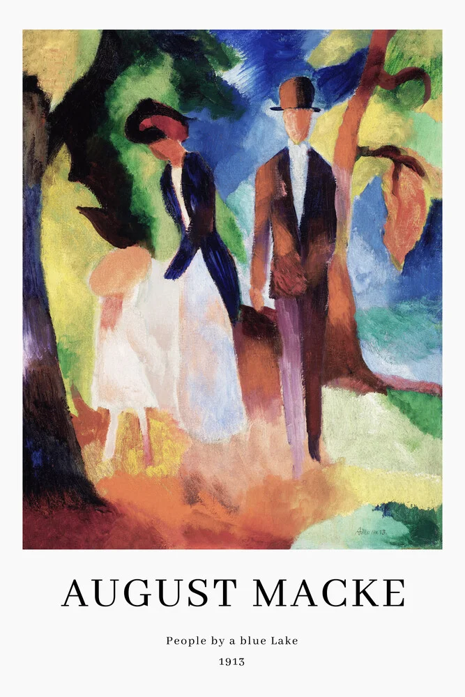 August Macke: Menschen an einem blauen See - Ausstellungsposter - fotokunst von Art Classics