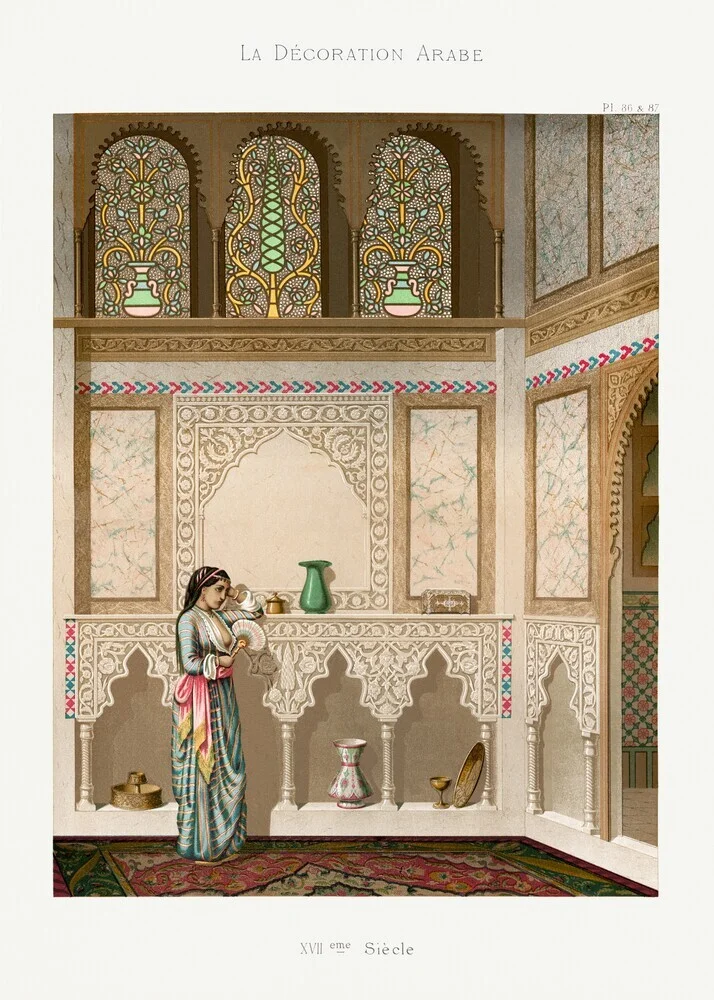 Emile Prisse d’Avennes: Vintage Arabeske Wohnzimmer Lithographie - fotokunst von Vintage Collection