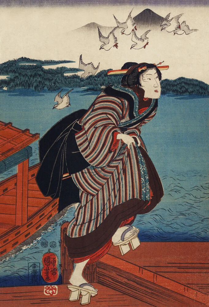 Utagawa Kuniyoshi: Sanbashi no Onna - Fineart photography by Japanese Vintage Art