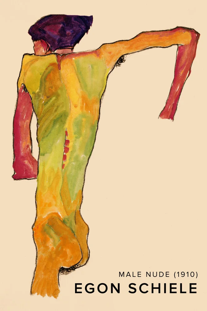 Egon Schiele: Sich aufstützender Rückenakt - fotokunst von Art Classics
