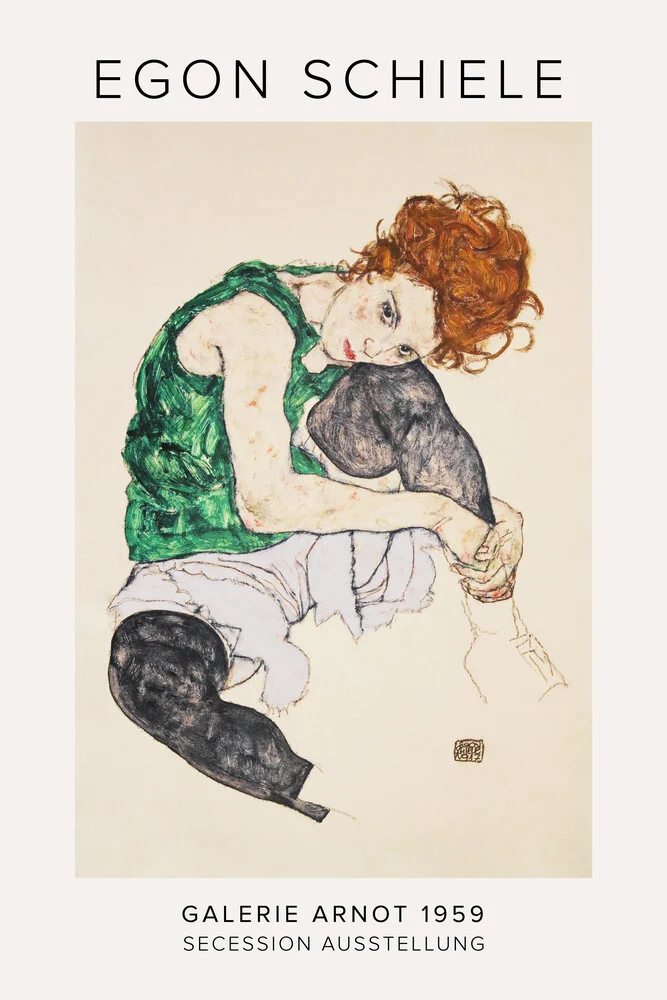 Egon Schiele: Sitzende Frau mit gebeugten Knien - fotokunst von Art Classics