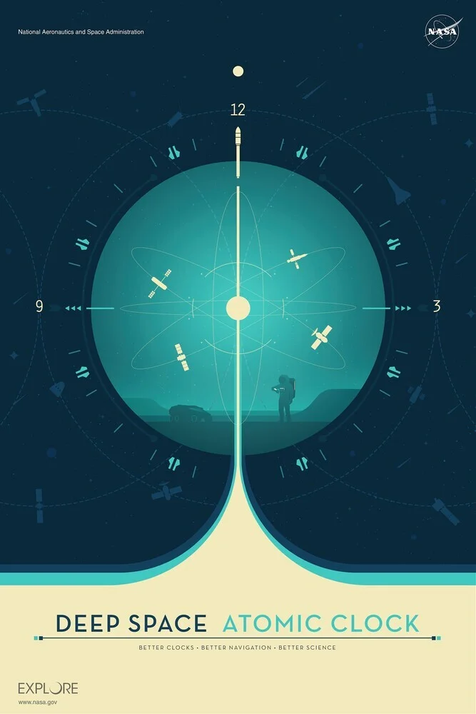 Deep Space Atomic Clock Blue - fotokunst von Nasa Visions