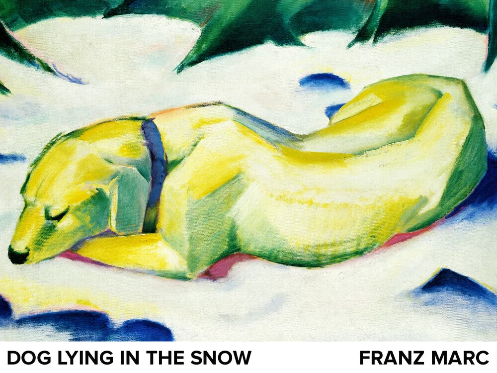 Franz Marc: Liegender Hund im Schnee - fotokunst von Art Classics