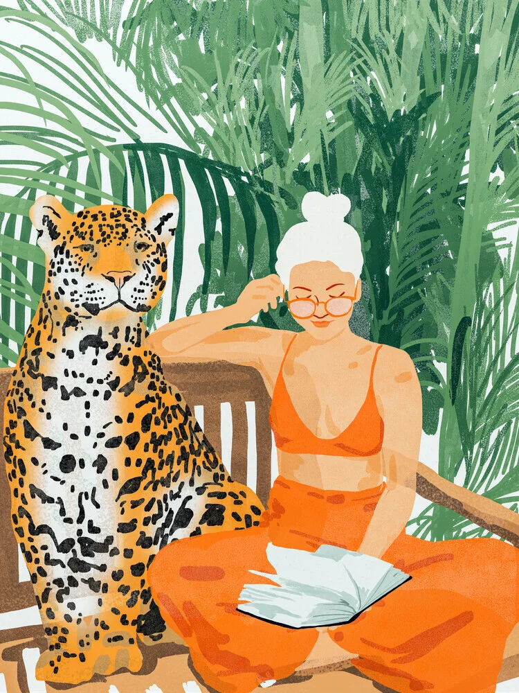Jungle Vacay | Modern Bohemian Blonde Woman Tropical Travel | Leopard - Fineart photography by Uma Gokhale