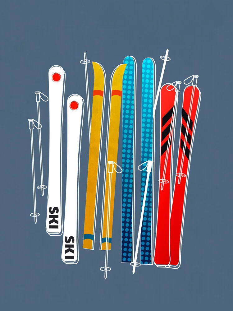 Retro Colorful Skis no2 - fotokunst von Ania Więcław