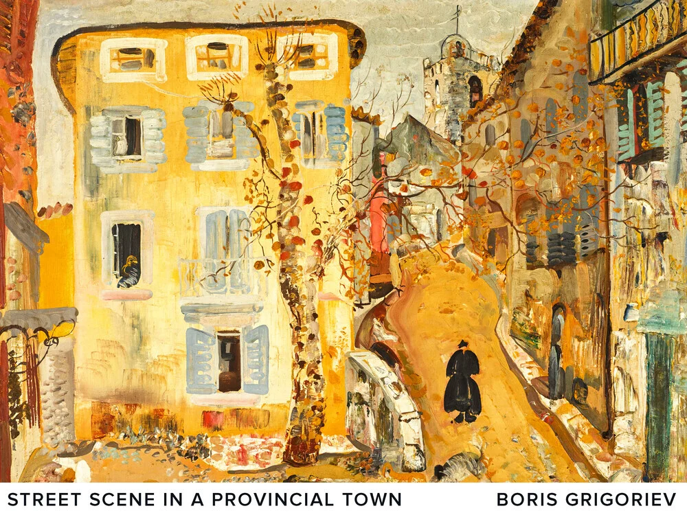 Boris Grigoriev: Straßenszene in einer Provinzstadt - fotokunst von Art Classics