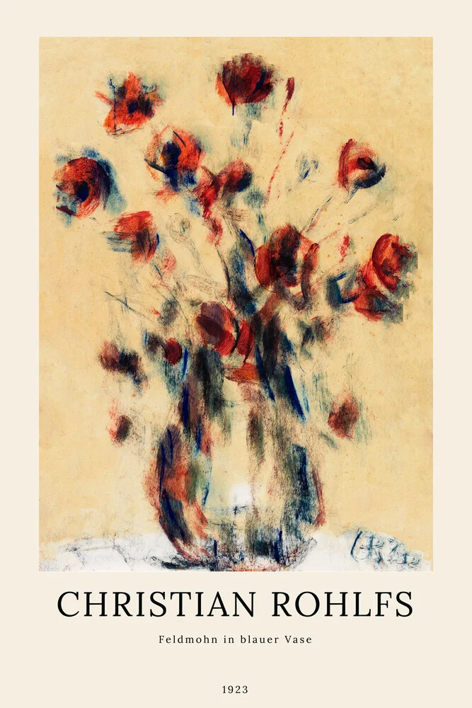 Christian Rohlfs: Feldmohn in blauer Vase - fotokunst von Art Classics