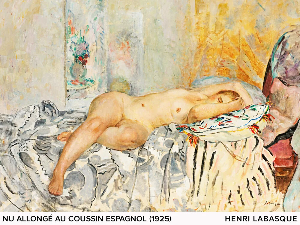 Henri Lebasque: Liegender Akt mit spanischem Kissen - fotokunst von Art Classics