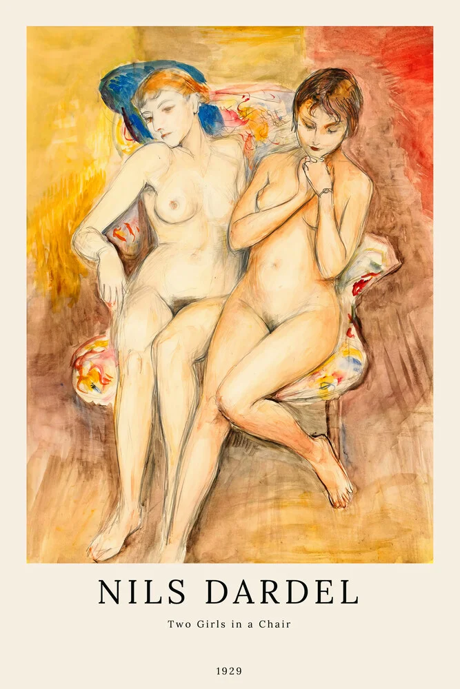 Nils Dardel: Zwei Mädchen auf einem Stuhl - fotokunst von Art Classics