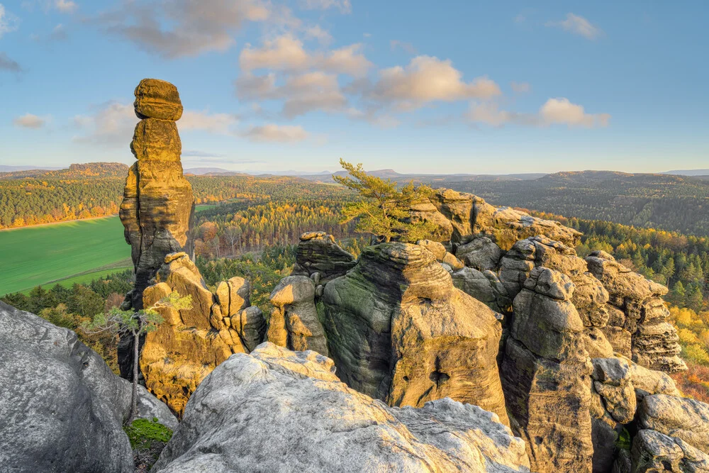 Barbarine in Saxon Switzerland in the evening light - Fineart photography by Michael Valjak