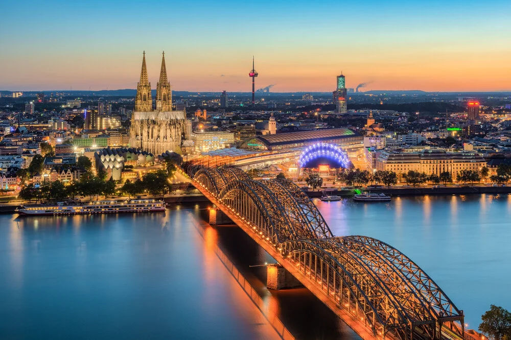 View over Cologne in the evening - Fineart photography by Michael Valjak