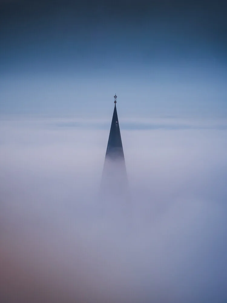 Church tower in fog - Fineart photography by Jan Pallmer