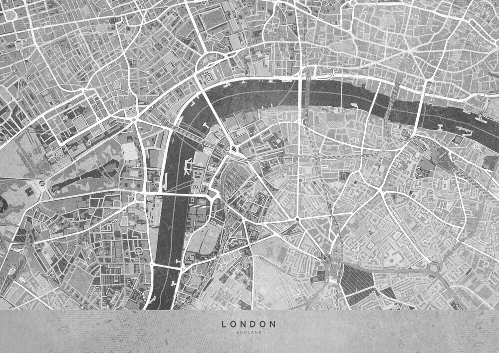 London gray vintage map - Fineart photography by Rosana Laiz García