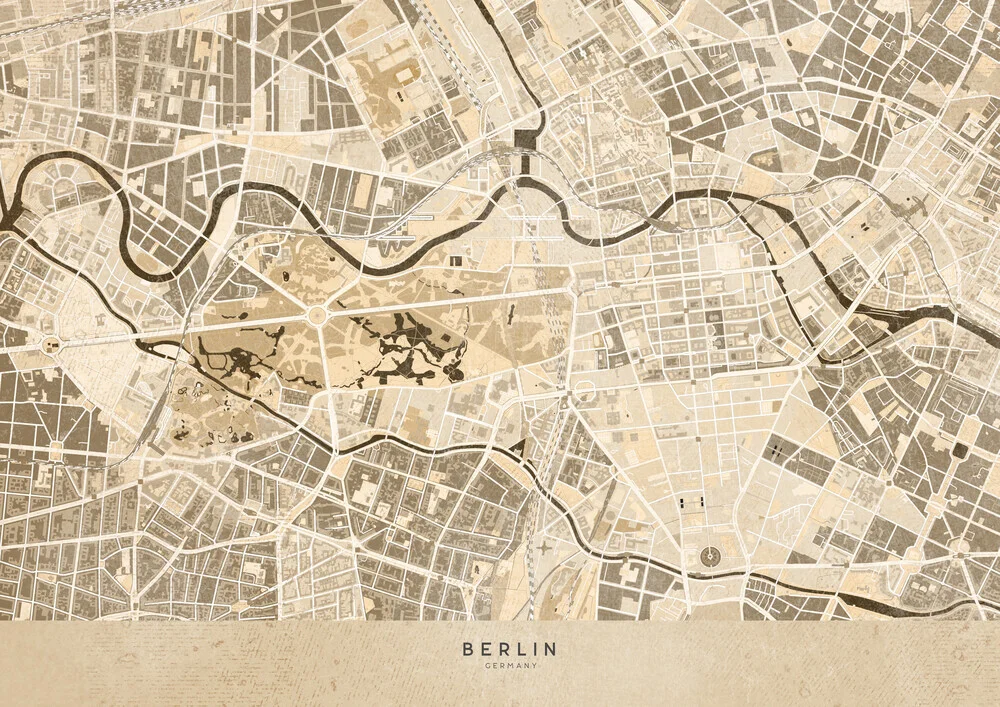 Berlin map in sepia vintage style - Fineart photography by Rosana Laiz García