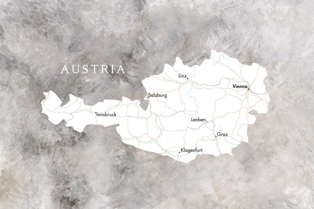 Map of Austria - fotokunst von Rosana Laiz García