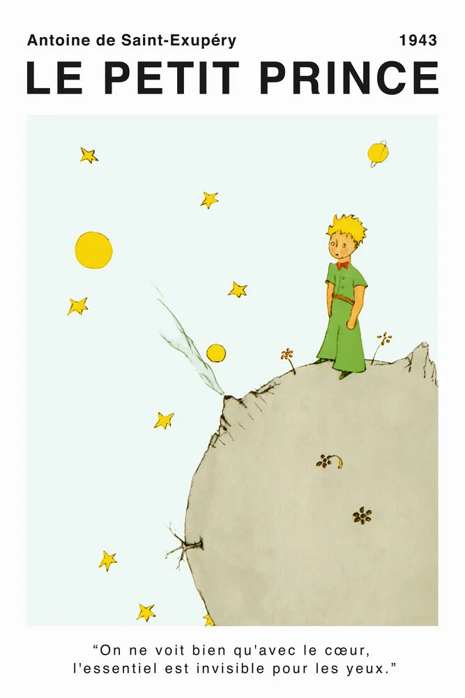 Le Petit Prince de Saint-Exupéry - On ne voit bien qu'avec le cœur - fotokunst von Vintage Collection