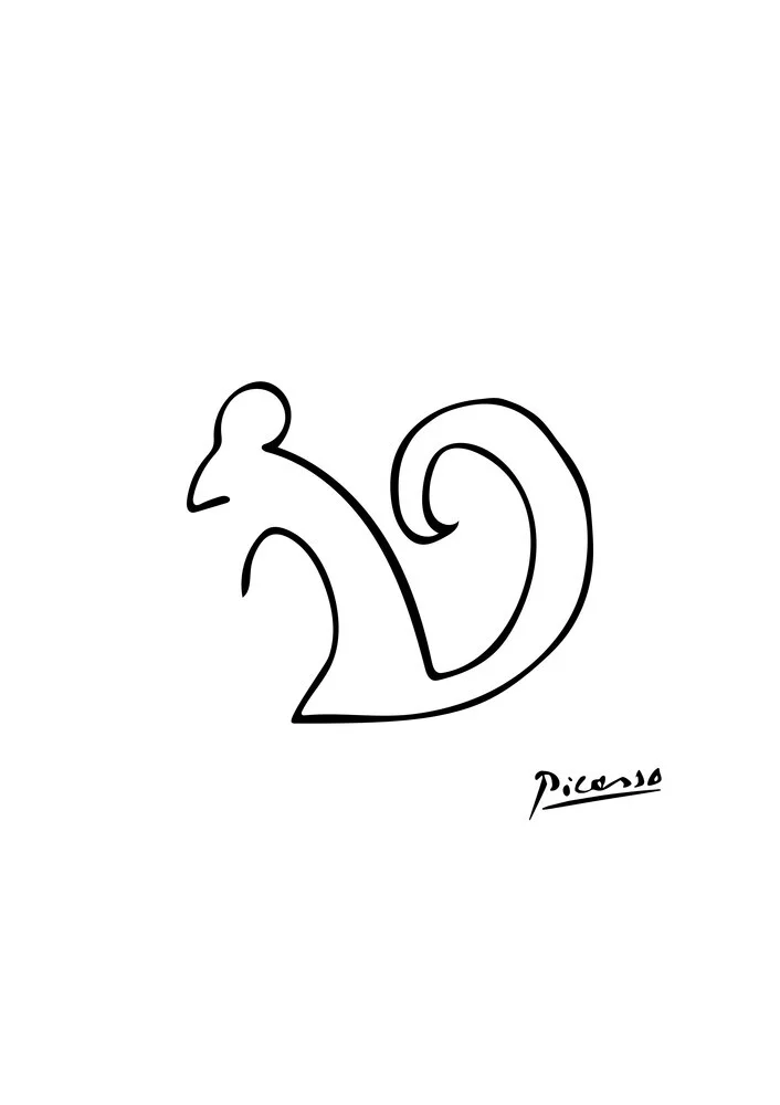 Picasso Squirrel line drawing black and white - Fineart photography by Art Classics