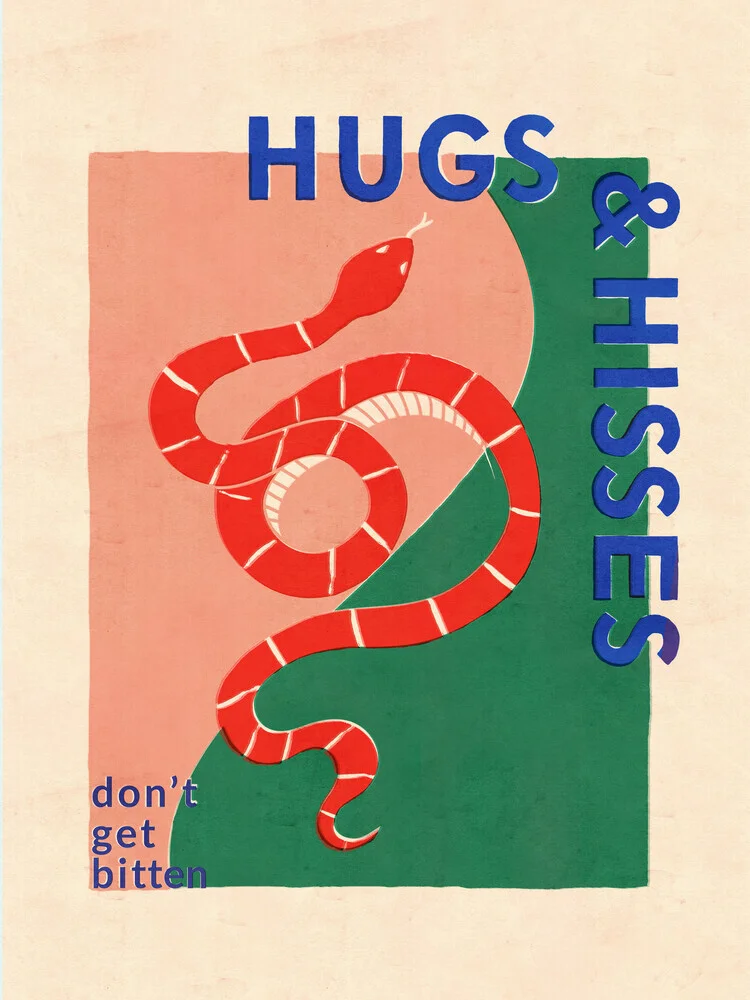 Vintage Snake, Retro Illustration And Typography - fotokunst von Ania Więcław