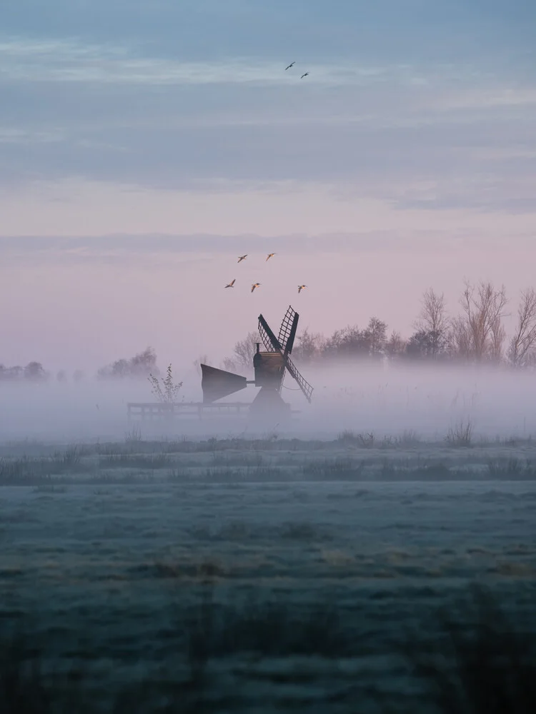 Photo art of a calm landscape in the fog of the Netherlands