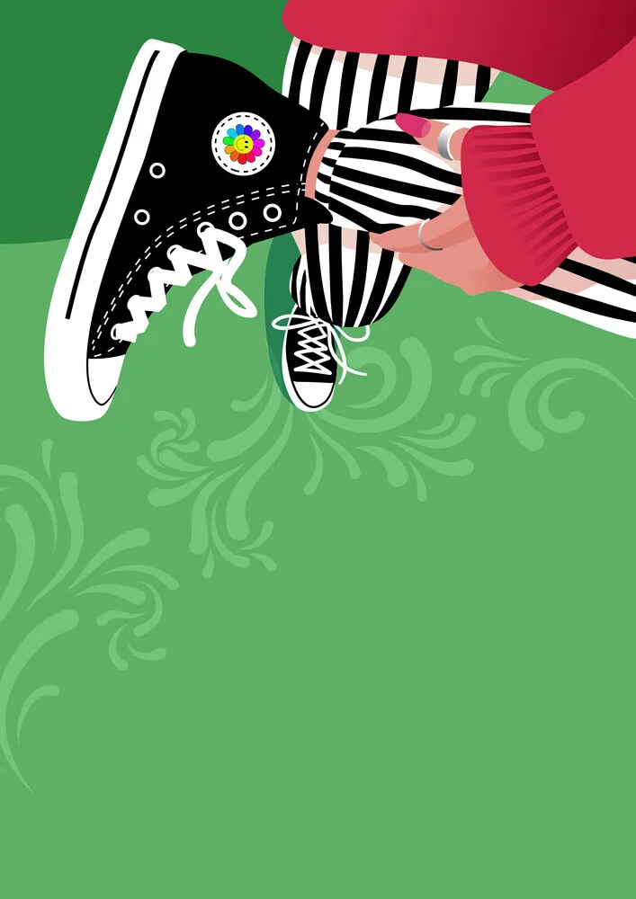 'Happy Sneaker Girl' – Wall Art by Pia Kolle as Poster or Acrylic Glass Print