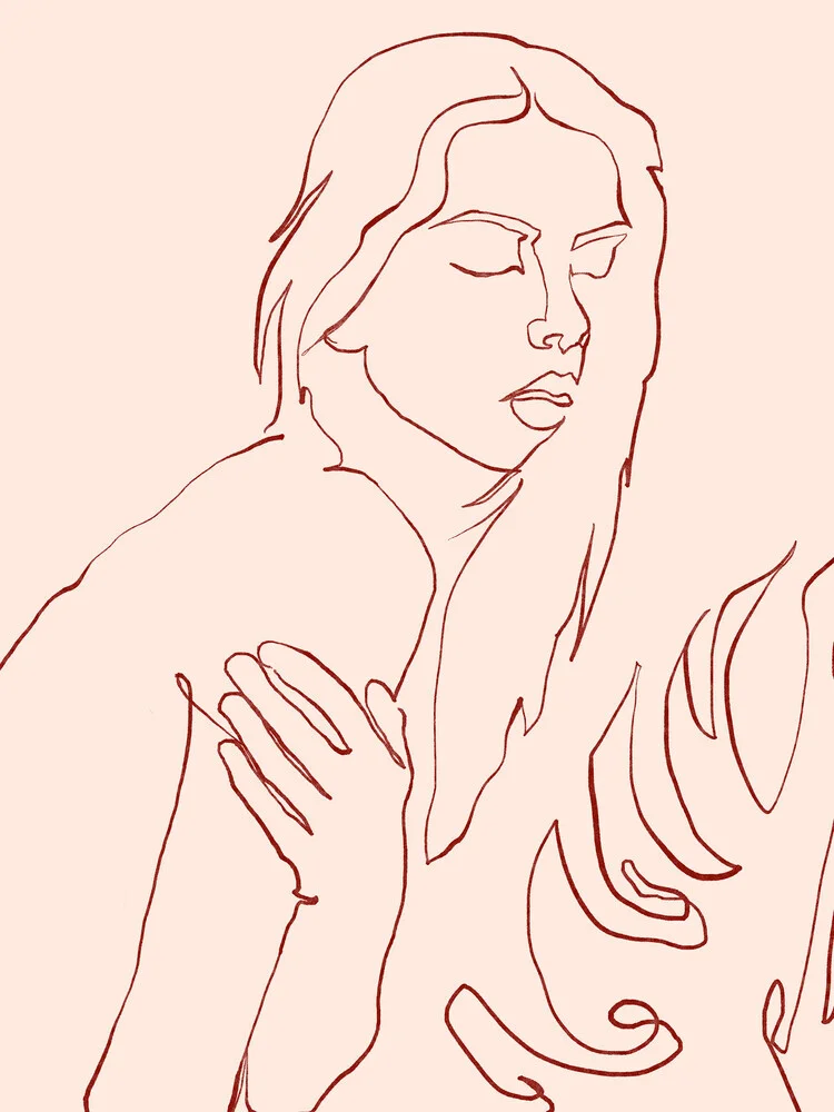 Lueur, Tropical Nude Modern Bohemian Woman Line Art, Minimal - fotokunst von Uma Gokhale