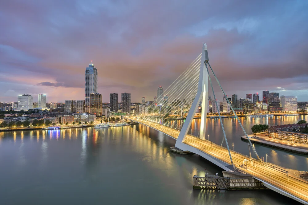 Rotterdam Erasmus Bridge and skyline - Fineart photography by Michael Valjak