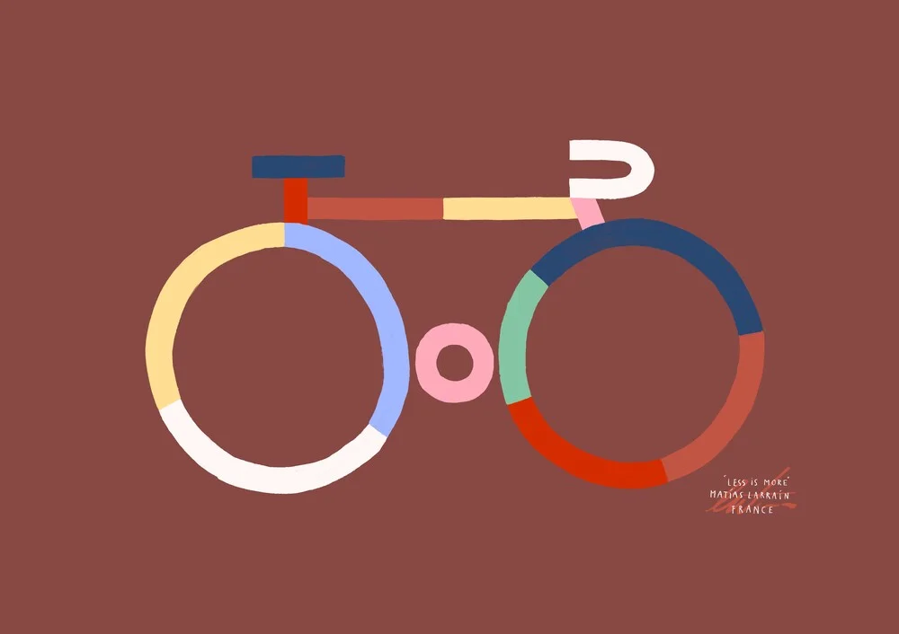 Lamina decorativa con ilustración de bicicleta colorida y minimalista - fotokunst von Matías Larraín