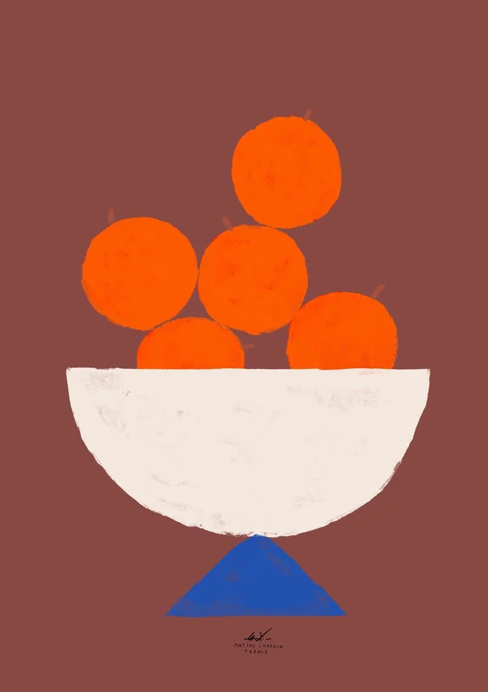 Lamina decorativa con ilustracion de bol minimalista con naranjas - Fineart photography by Matías Larraín