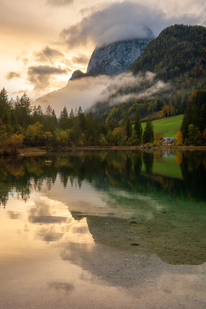 Sonnenuntergang am Hintersee, Deutschland – Fotokunst von Martin Wasilewski als Poster oder Acrylglasbild