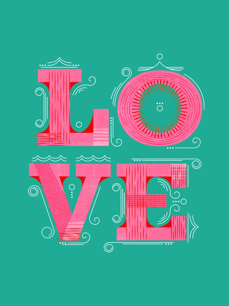 LOVE - Pink Typography - fotokunst von Ania Więcław