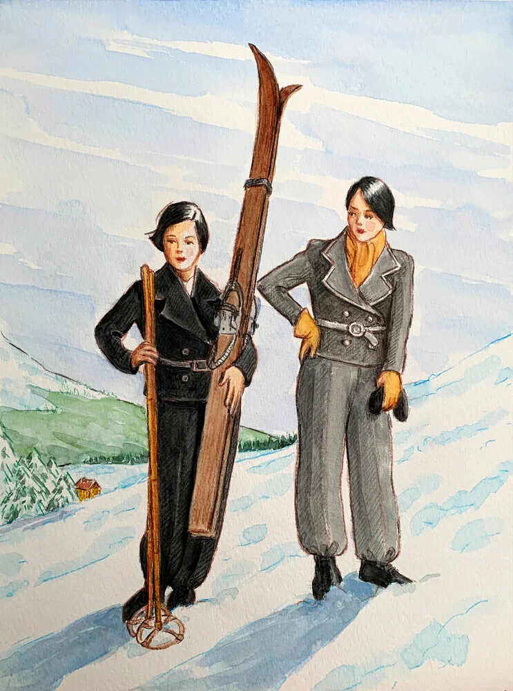 Zwei Frauen auf die Skpiste - fotokunst von Sarah Morrissette