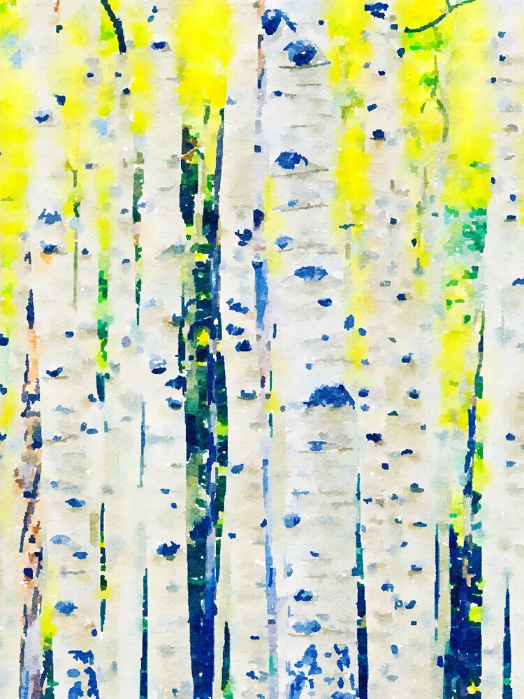 Aspen Tree Forest, Nature Watercolor Landscape Painting, Mystical - fotokunst von Uma Gokhale