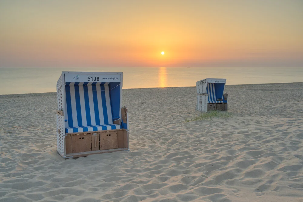 Beach chairs in Rantum on Sylt at sunset - Fineart photography by Michael Valjak