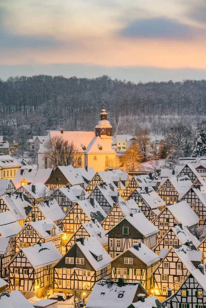 Freudenberg in Siegerland on a winter evening - Fineart photography by Michael Valjak