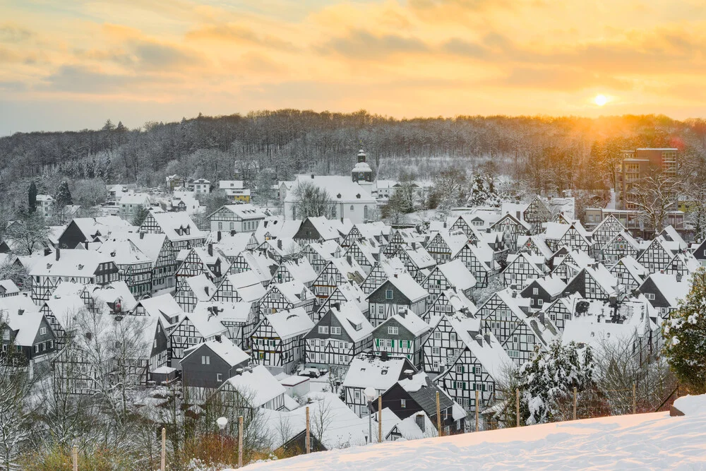 Freudenberg in winter at sunset - Fineart photography by Michael Valjak