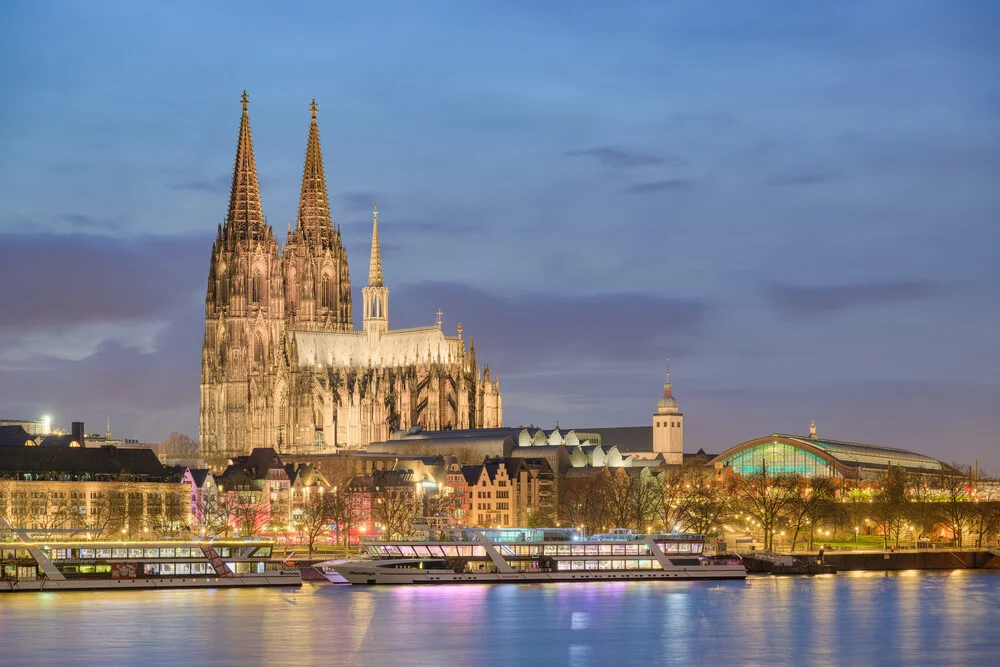 Cologne Cathedral and central station in the evening - Fineart photography by Michael Valjak