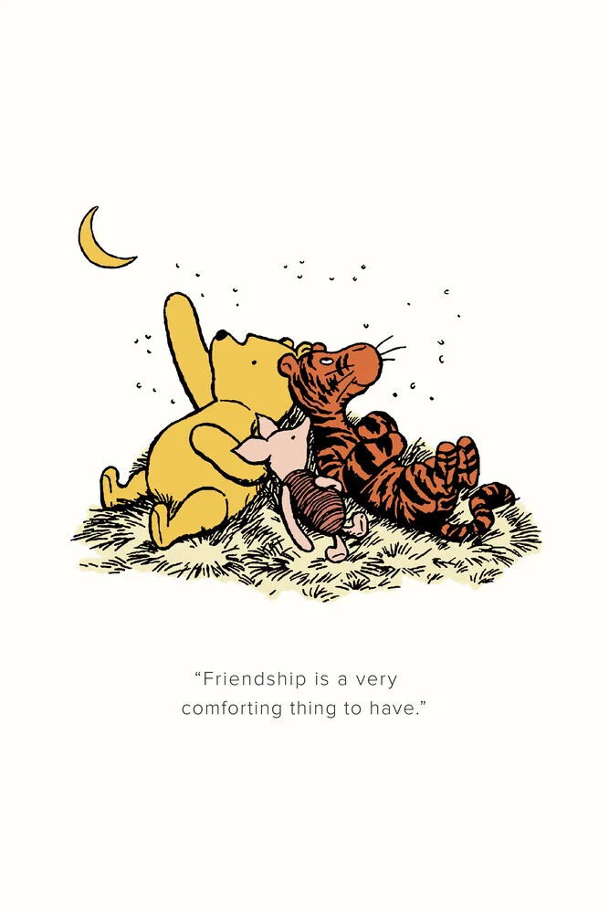 Winnie the Pooh - Friendship is a very comforting thing - white - fotokunst von Vintage Collection
