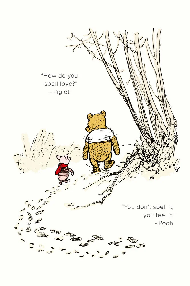 Winnie the Pooh - How do you spell love - white - fotokunst von Vintage Collection