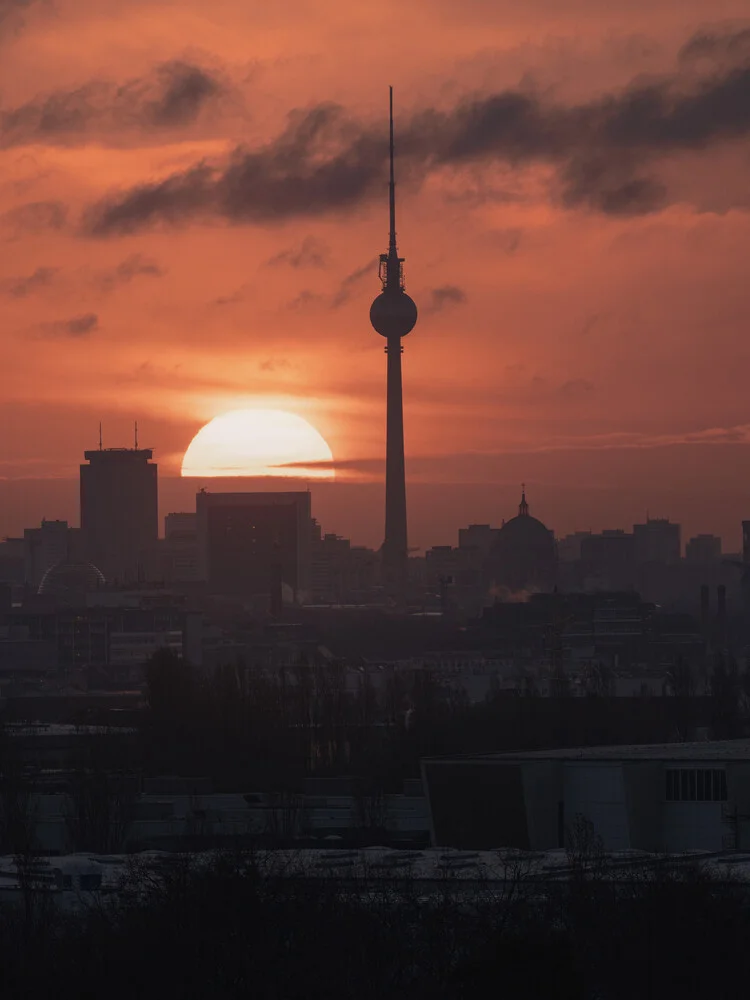 Fotokunst von Patrick Noack: Berliner Skyline im goldenen Morgenlicht