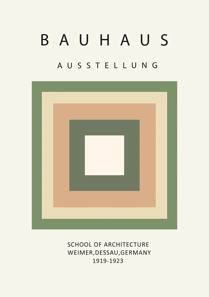 Wandbild 'Bauhaus Minimal Design Print 1923 grün-beige' – Kunst von Bauhaus Collection als Poster oder Acrylglasbild