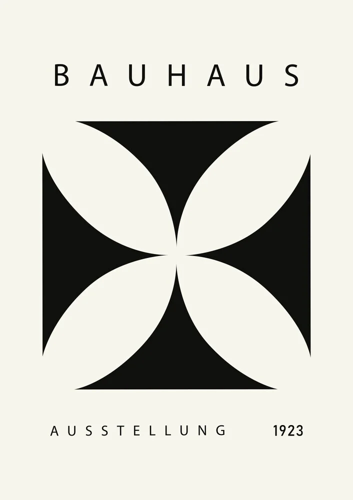Wandbild 'Bauhaus 1923 Vintage Design Poster schwarz-beige' – Kunst von Bauhaus Collection als Poster oder Acrylglasbild